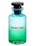 Louis Vuitton Pacific Chill Eau de Toilette bottle, featuring a translucent gradient from light blue to green, with a black cap and silver logo. Decants Egypt 5 10 and 20ML