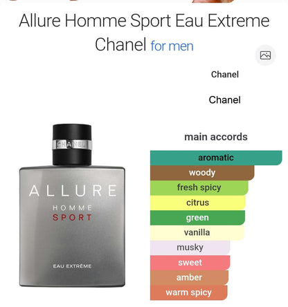 Allure Homme Sport Eau Extreme Chanel للرجال - 5 مل / 10 مل