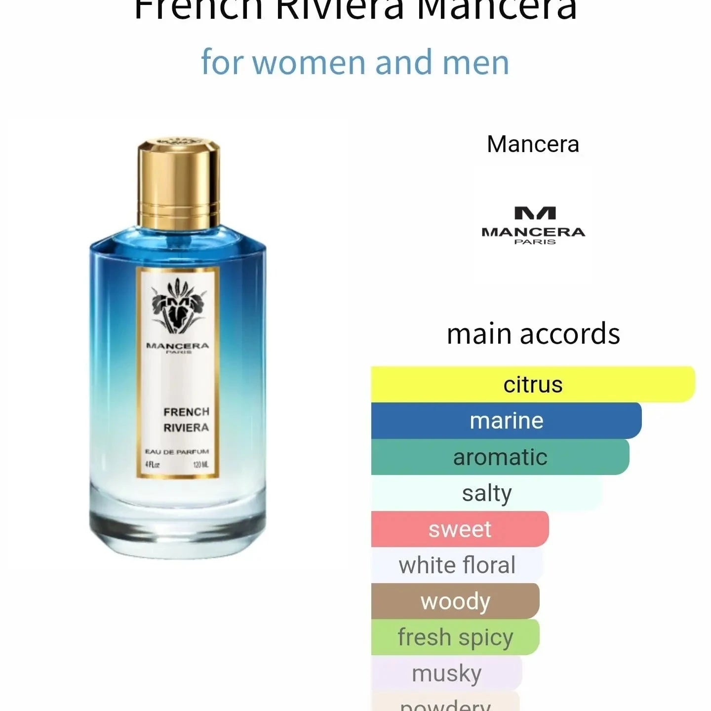 French Riviera Mancera - citrus and marine fragrance