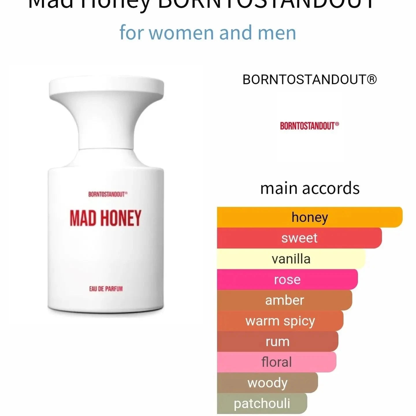 Mad Honey BornToStandOut - sweeet and vanilla fragrance