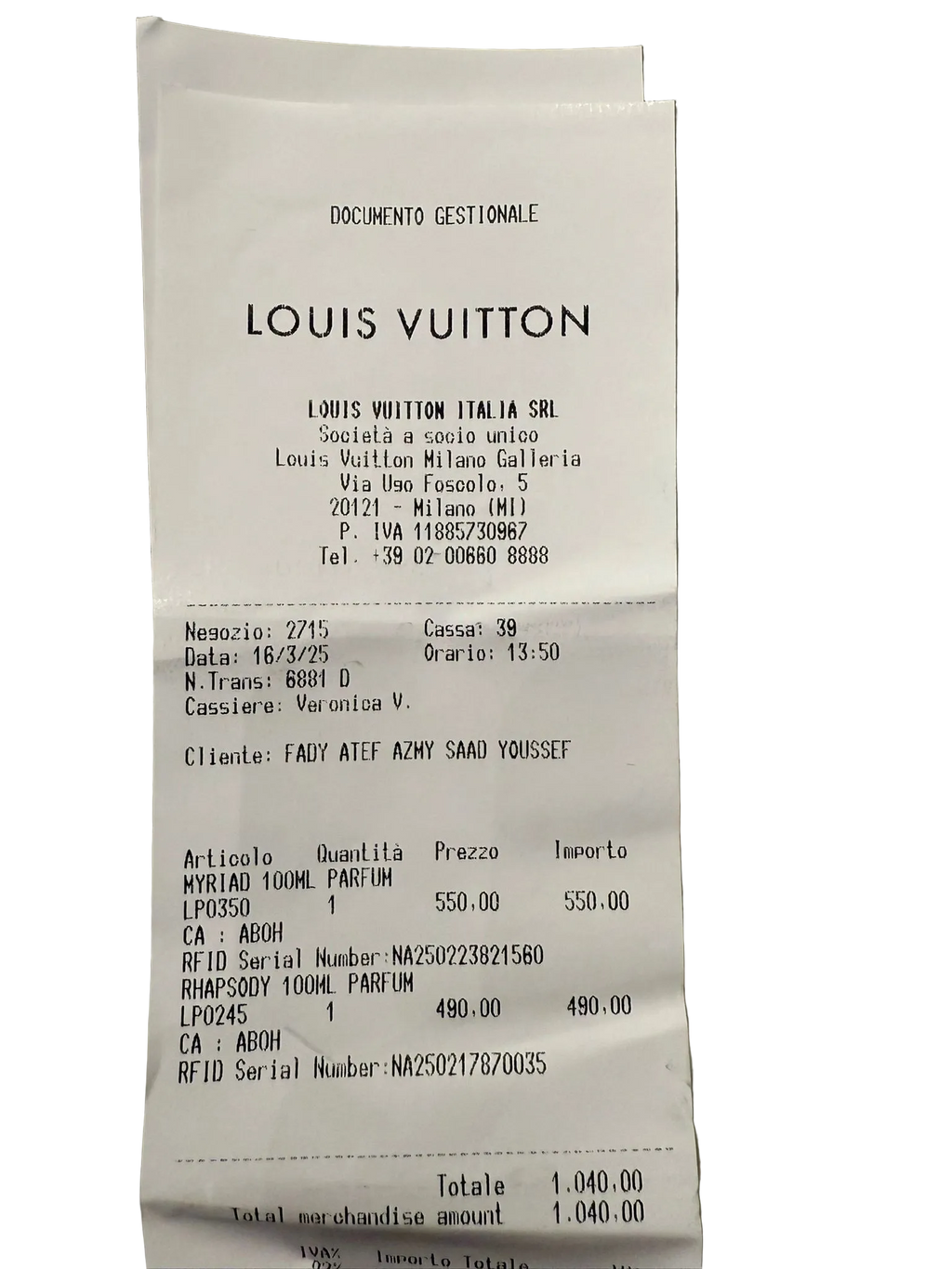 Receipts